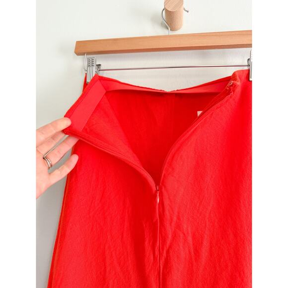 Madewell | NWT Linen Maxi Slip Skirt in Bright Flame Red | Sz 0 - Picture 7 of 11